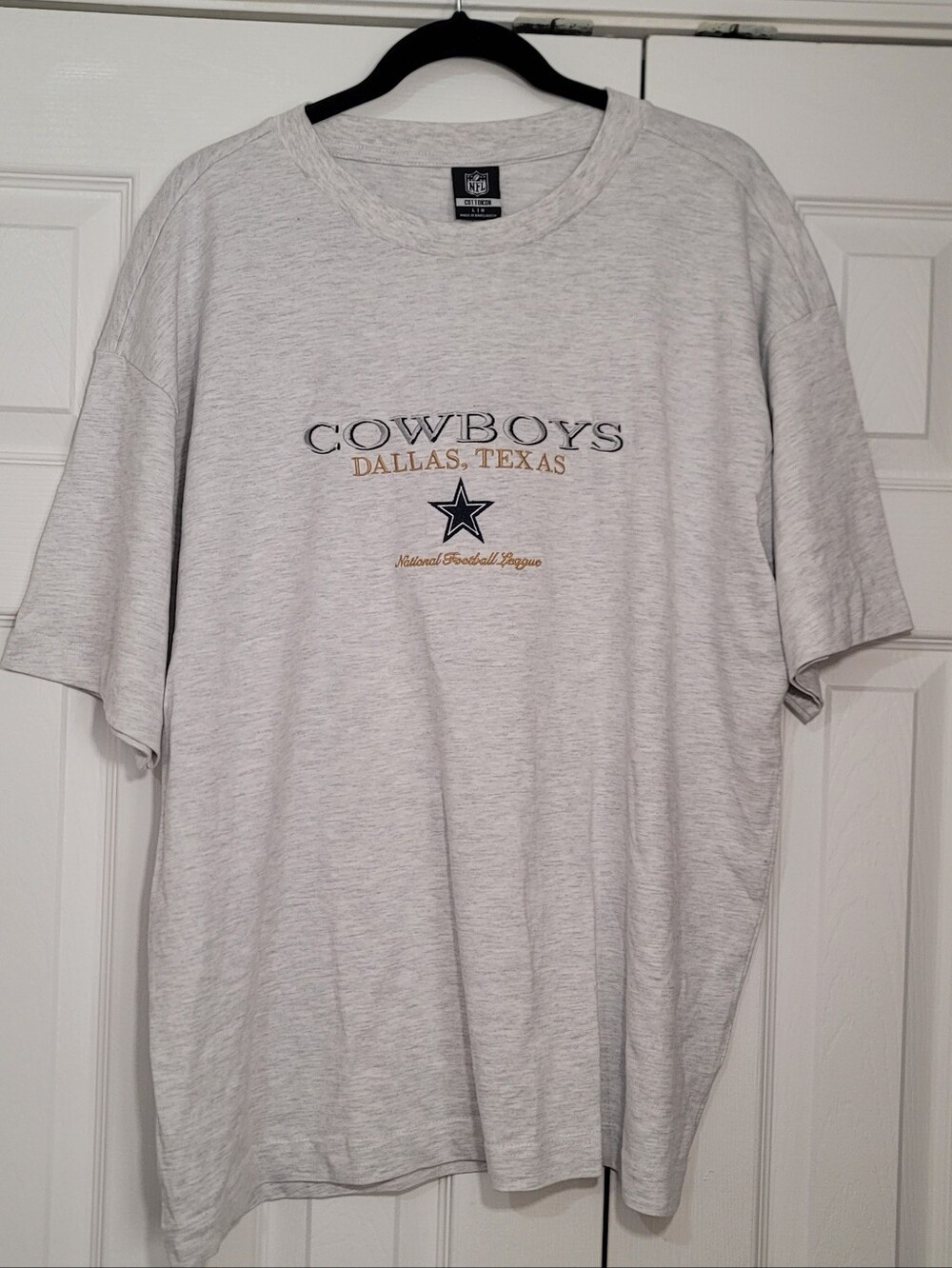 NFL Cowboys Dallas Texas Tee - Light Gray with Navy & Gold Embroidered